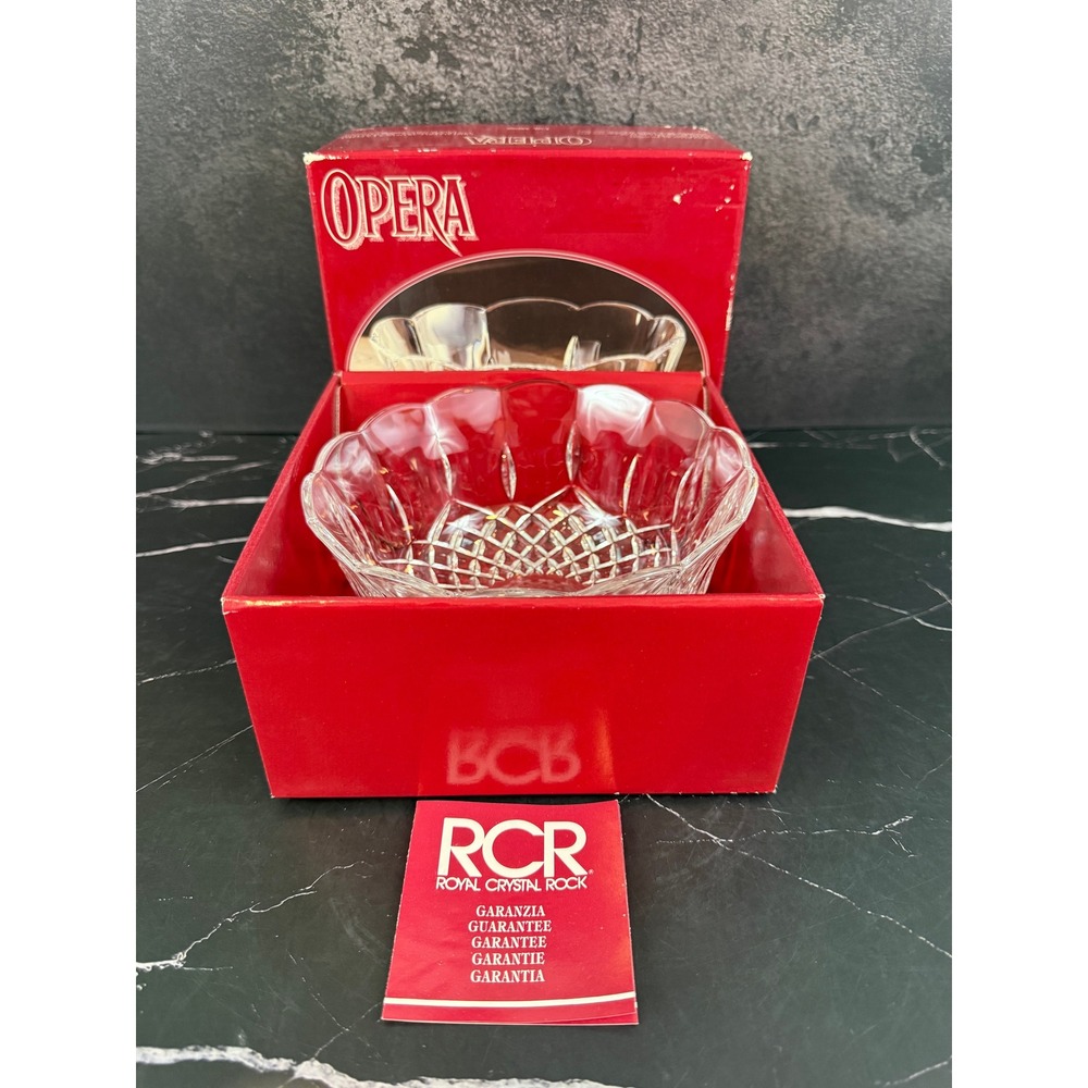 VTG NIB Royal Crystal Rock Opera Fruit Dessert Bowl 7in Made in Italy